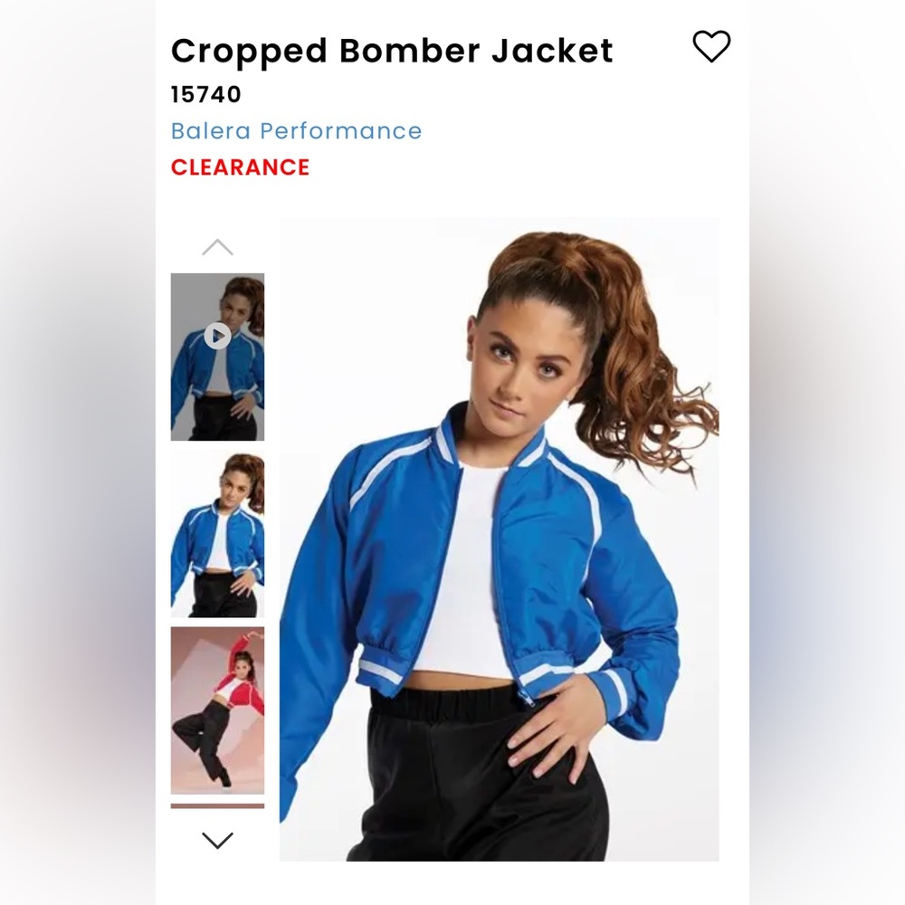 Balera Blue and White Cropped Bomber Jacket